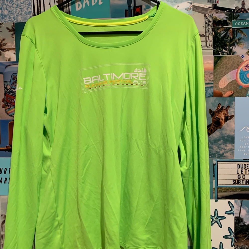 2 Long Sleeve Bright Green Under Armor Shirts